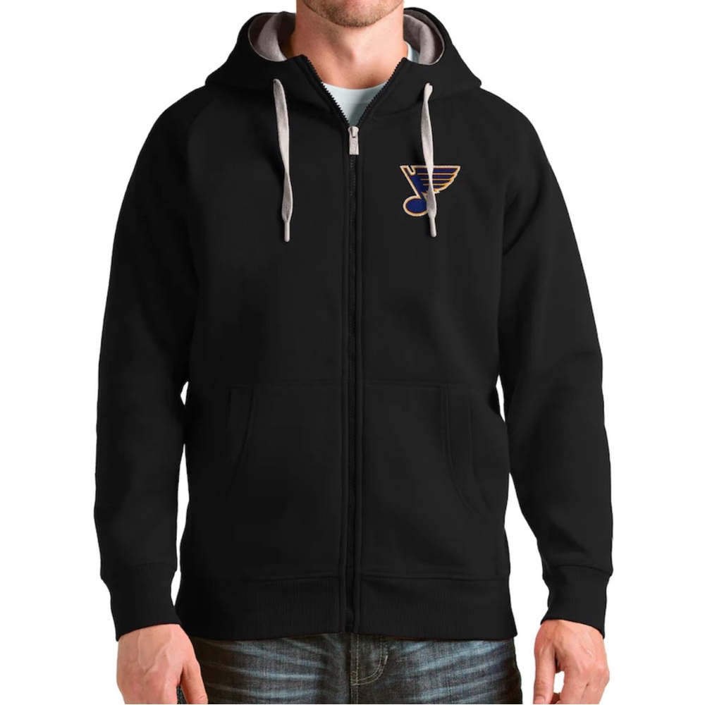 NHL St. Louis Blues Brand New Men’s Hoodie, Black Zip-Up